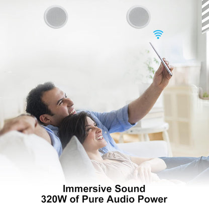 Herdio 6.5 Inch Bluetooth Plafond Luidsprekers 2 Manier 320 Watt Inbouw Stereo Geluid Plafond Luidspreker Voor Badkamer Slaapkamer Thuis Woonkamer