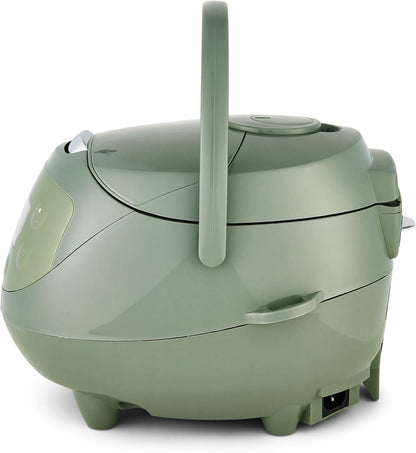 Yum Asia Panda Mini Rijstkoker Met Ninja Keramische Kom en Advanced Fuzzy Logic (3,5 kop, 0,63 liter) 4 Rijstkookfuncties, 4 Multicooker-functies, LED-display, 220-240V (Saliegroen)