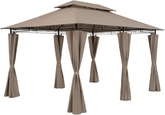Casaria Pavilion Topas 3x4m Metal Water Repellent UV Protection 50+ with Side Panels Garden Pavilion Luxury Modern Taupe - QUORE