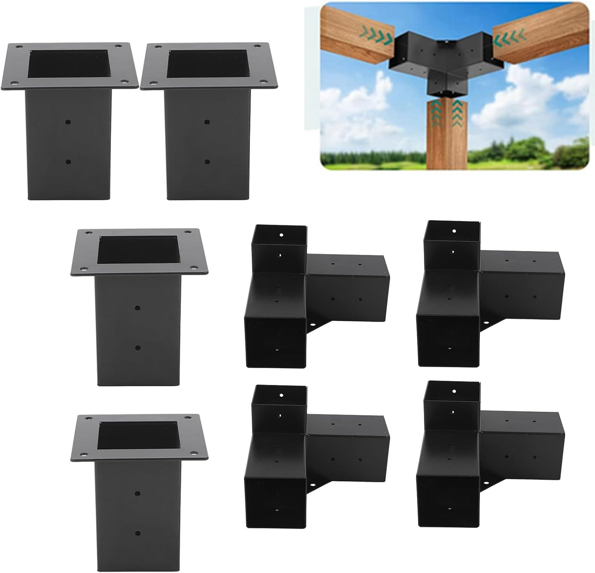 Stalen Pergolabeugel Set, 8 Stuks Roestvrij Stalen Montagebeugels voor Pergola, Stevige Constructie met Eenvoudige Montage en Flexibele Plaatsing