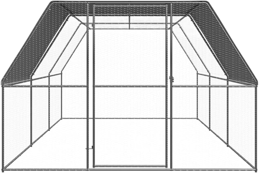 Outdoor Chicken Coop Made of Galvanised Steel, 3 x 6 x 2 m, Large Chicken Coop with Lockable Door, Suitable for Training Poultry and Pets