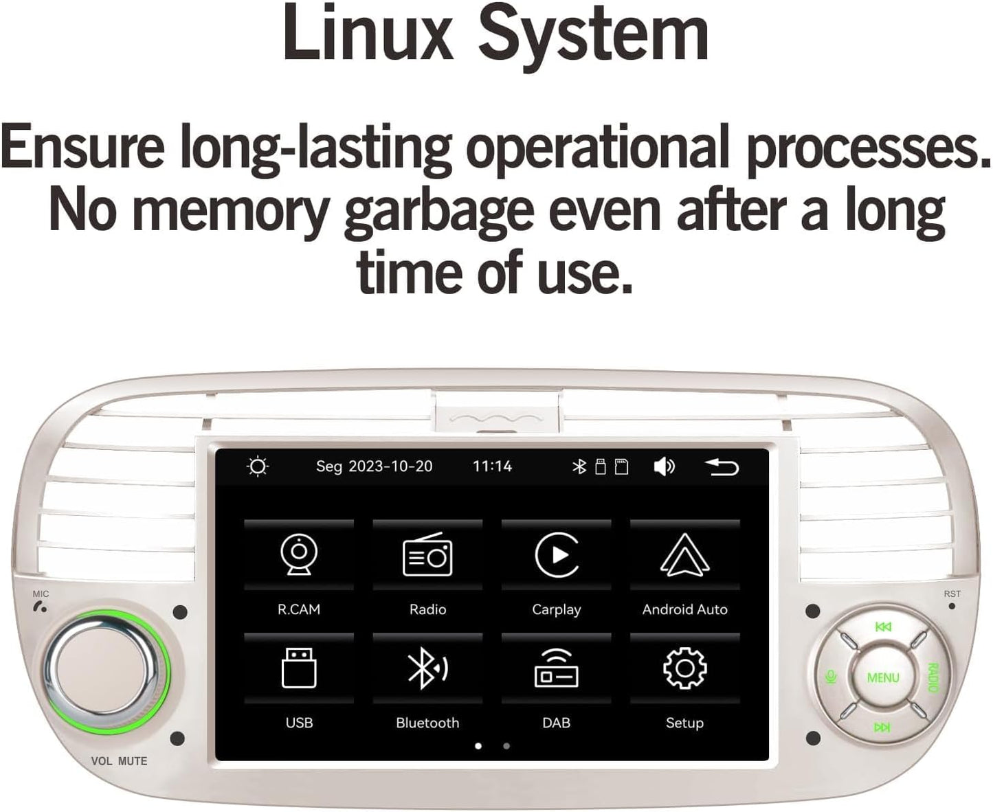 Autoradio Fiat 500 – Multimedia Speler – Auto Stereo – Navigatie Systeem – DAB Radio – Carplay & Android Auto – Bluetooth 5.0 – IPS Display