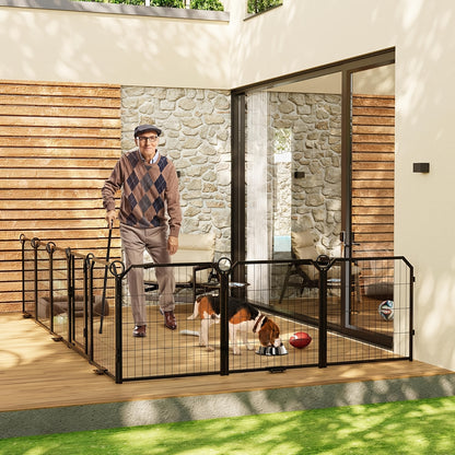 Portable Outdoor Dog Playpen Fence with 32-Inch Roof - Heavy-Duty Metal Frame & Panels, Easy Assembly Kennel for Yard, RV Camping, Garden - Spacious Pet Enclosure Suitable for Dogs