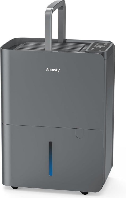 Aeocky' Efficiënte Droger 20L/DAG Luchtontvochtigers voor Thuis, Laag Geluidsniveau, Continue Afvoer met Afvoerslang, 2,7L Watertank, Ideaal voor Slaapkamer, Badkamer, Wasdroging, Zolder, Kelder
