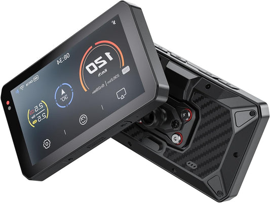 CHIGEE AIO-5Play Motorcycle Carplay Android Car GPS Navigation System, 5 inch IPS LCD 60FPS, 5G Wi-Fi BT, IP68 Waterproof, Support Siri Google Assistant, Dedicated App - QUORE