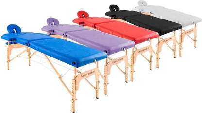 Massagebed – Massagetafel – Behandelbank – Massageliege – Behandeltafel – Opvouwbaar Houten Model Blauw – 186 x 66 cm – Water- en Oliebestendige Bekleding