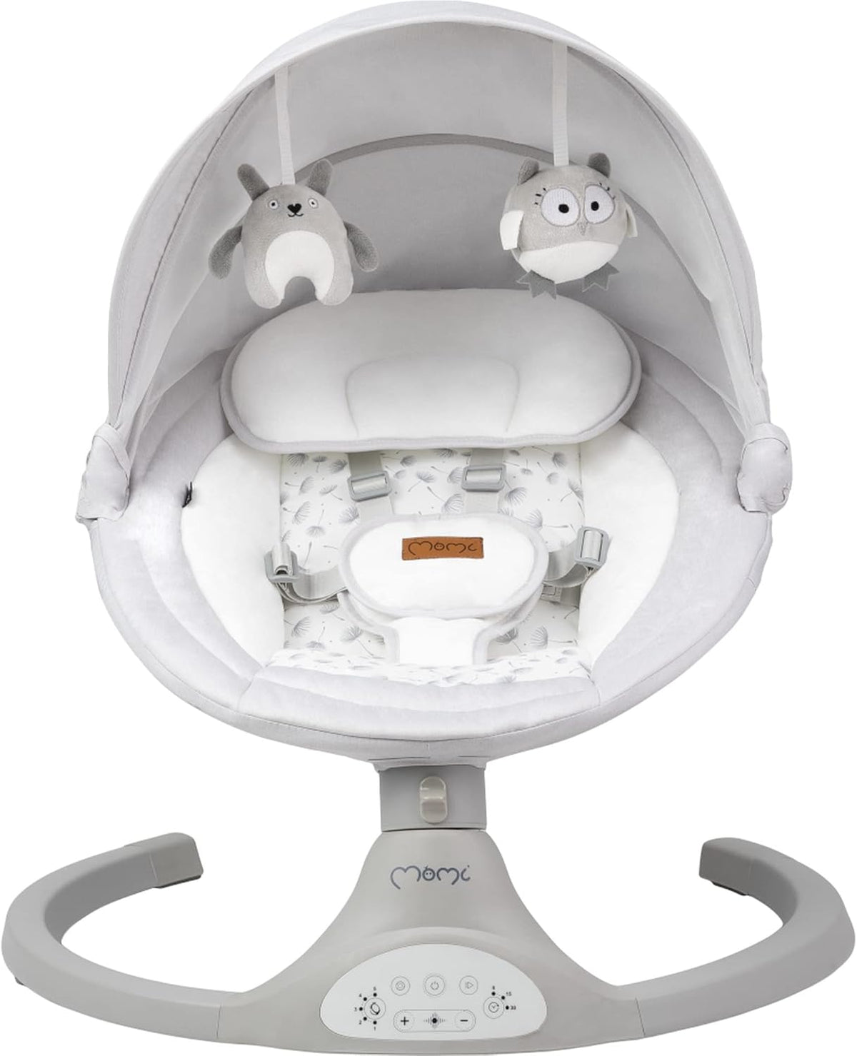 MOMI KENANI Rocking Chair for Children up to 9 kg Weight Foldable with Remote Control and Bluetooth for Connecting to Smartphone, Batteries and Mains with 5-Point Safety Belt - QUORE