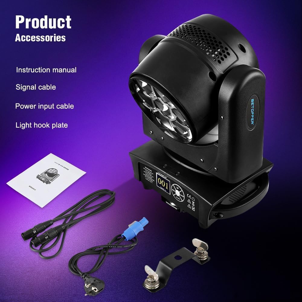BETOPPER Moving Head discolicht partylicht 7x40W LED Beam / Wash / Zoom / Dazzle / Strobe Effect RGBW 4in1 discobal Big Bee Eye podiumschijnwerper CTO Mode DMX DJ licht (1S)