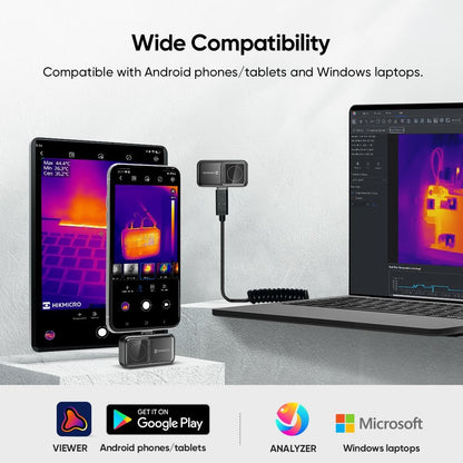 HIKMICRO Mini2 thermische camera Android, 256x192 IR-resolutie, warmtebeeldcamera voor Android, 25 Hz vernieuwingsfrequentie, 50 ° groothoek, 49.152 pixels, -20°C tot 350°C, USB-C (niet voor iPhone)