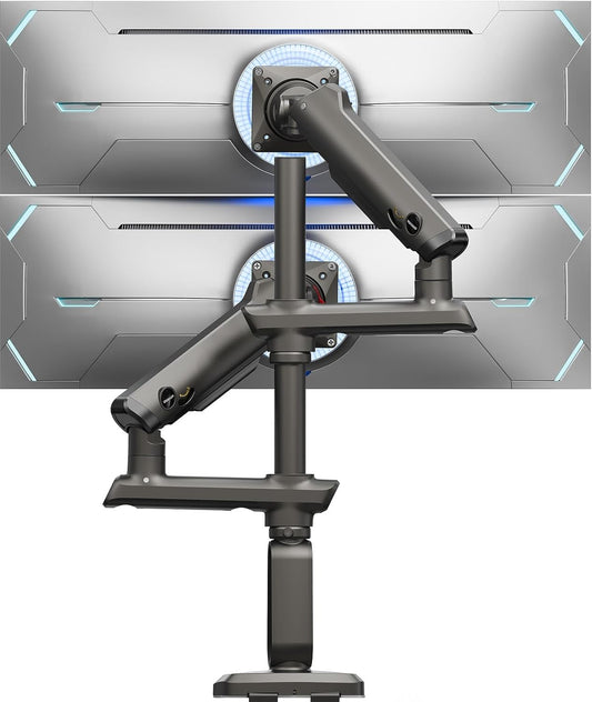 Dubbele Monitorstandaard Voor 2 Schermen – Monitorarm, Dubbele Monitorarm, Monitorbeugel, Monitorhouder – Voor 13-49 Inch Ultrabrede Schermen – Extra Hoog Tot 822 Mm, Tot 18 Kg