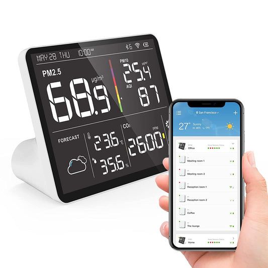 Temtop Weerstation, draadloze weerthermometer met meerdere sensoren, wifi Smart Air Station, Home Air Quality Monitor, M100