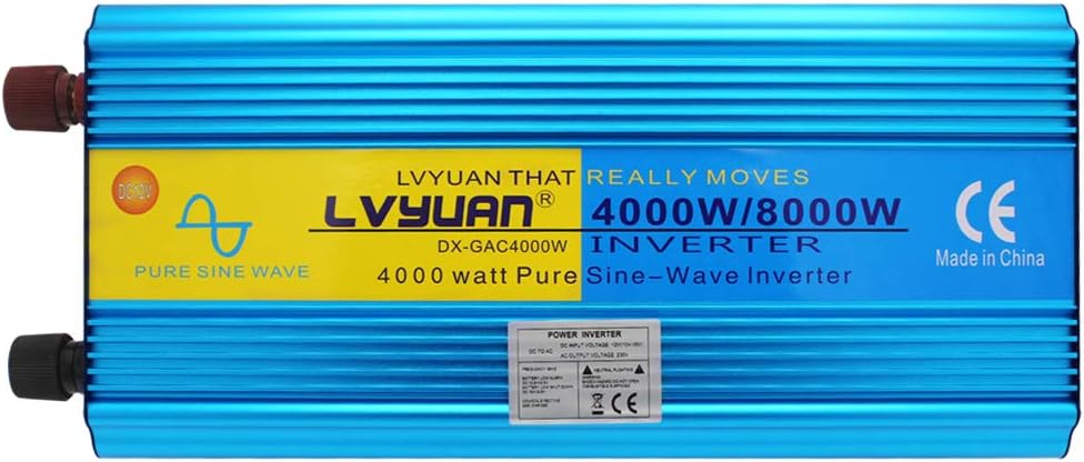 Omvormer, zuivere sinusgolf, 4000 W, 8000 W, transformator van 12 V naar 220 V, 230 V, met afstandsbediening en 2 USB-poorten, 2 leds