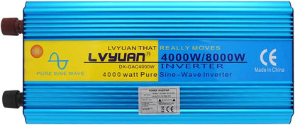 Omvormer, zuivere sinusgolf, 4000 W, 8000 W, transformator van 12 V naar 220 V, 230 V, met afstandsbediening en 2 USB-poorten, 2 leds
