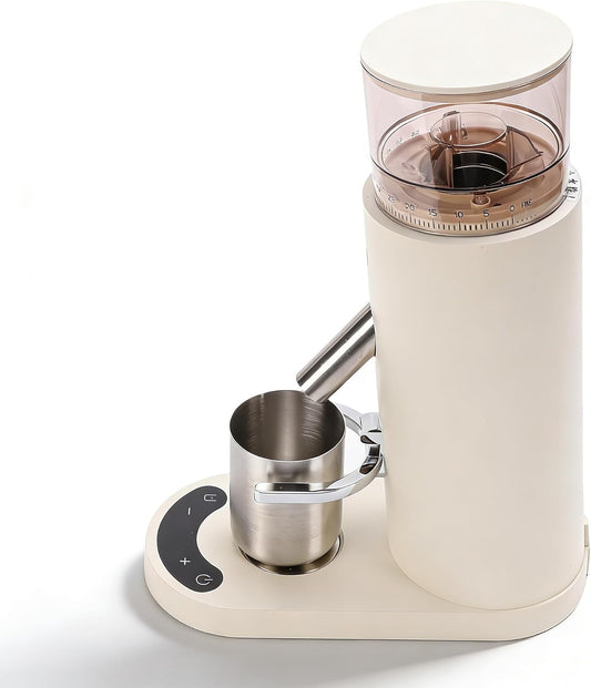 Dpofirs Burr Koffiemolen, Elektrische Koffiemolen met Enkele Dosis, met 60 Maling -instellingen, 80 G Capaciteit, Portafilterondersteuning voor Espresso Druppel Franse Pers Koude Grind (685 abrikoos)