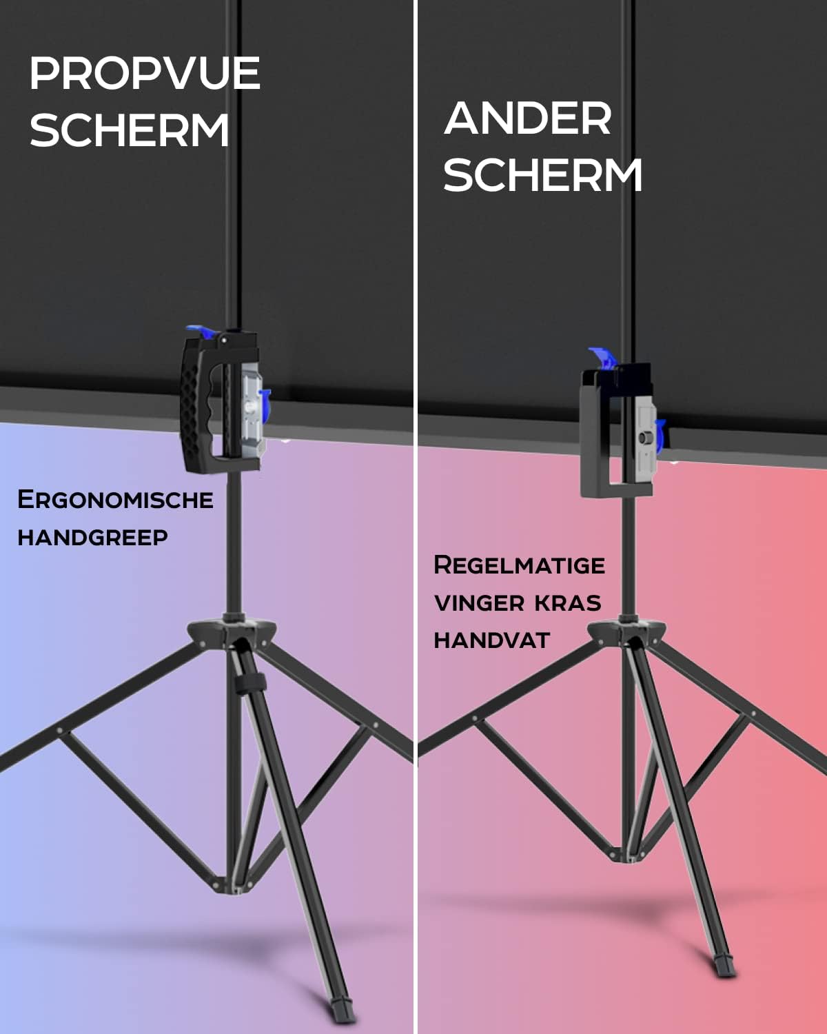 PropVue Projectiescherm met standaard, 100-120 inch (ca. 254-305 cm) projectiescherm voor binnen en buiten, voor film- of kantoorpresentatie, instelbaar van 16:9 tot 4:3, HD-premium kreukvrij statiefscherm