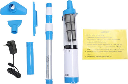 3 in 1 Oplaadbaar Draadloos Zwembad Vacuüm, Handheld IPX7 Waterbestendig Pool Vacuümreiniger met 3 Vervanging Koppen, 1,5 Uur Looptijd voor Zand en Puin, (Amerikaanse stekker)