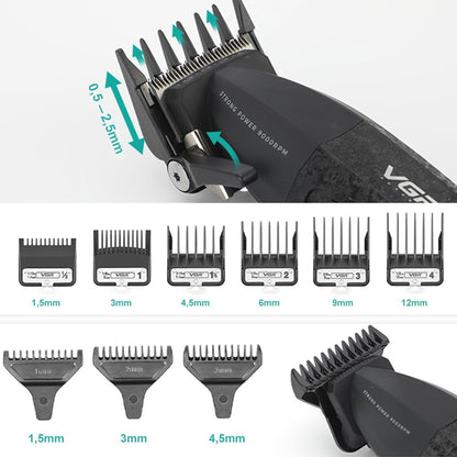 VGR 640 S3 Tondeuse voor Mannen, Oplaadbare Haarknipset, Professionele Fade Trimmer en Foil Scheerapparaat Set, Draadloze Haarverzorgingsmachine met LED Display voor Barbers en Thuisgebruik, Groen