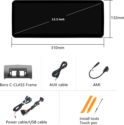 Ultra schmal 12,3 Zoll Android Auto Radio für Mercedes Benz C GLA Klasse W204 S204 Carplay Mulitmedia Player HD1920 * 720 2011-2014 BT Stereo Call Music (Linux 4.5/4.7 System)