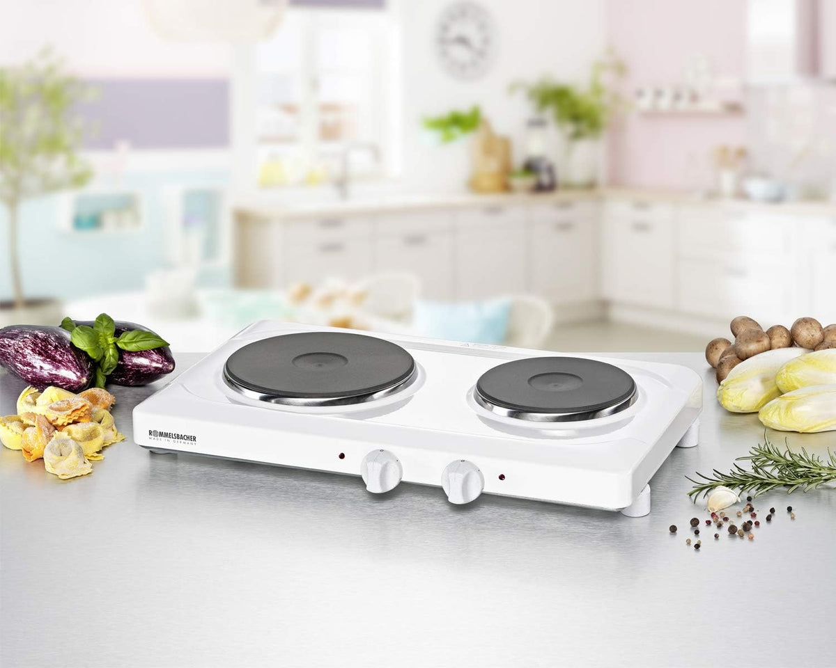 Dubbele Kookplaat – Elektrische Kookplaat – Kookplaat 2-Pits – Kookplaat Compact – Kookplaat Draagbaar – Gietijzeren Platen – 7-Standen Warmteregeling