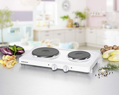 Dubbele Kookplaat – Elektrische Kookplaat – Kookplaat 2-Pits – Kookplaat Compact – Kookplaat Draagbaar – Gietijzeren Platen – 7-Standen Warmteregeling