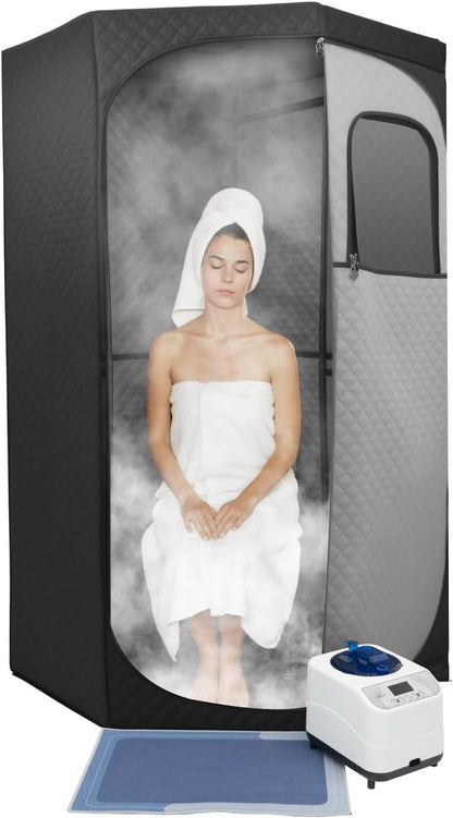 Stoomsauna – Draagbare Sauna – Sauna Tent – Stoomcabine – Mini Sauna – 1350W Stoomgenerator – Inklapbare Stoel en Afstandsbediening - QUORE