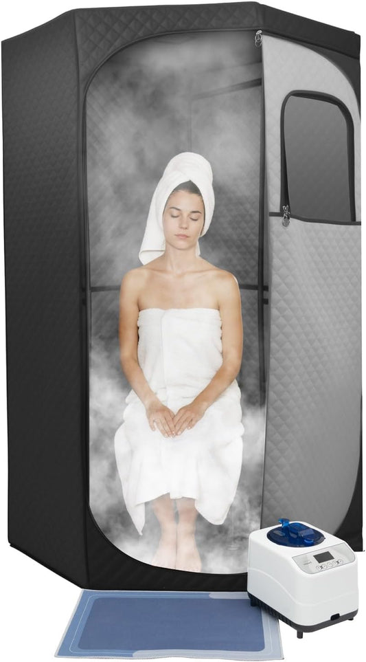 Stoomsauna – Draagbare Sauna – Sauna Tent – Stoomcabine – Mini Sauna – 1350W Stoomgenerator – Inklapbare Stoel en Afstandsbediening - QUORE