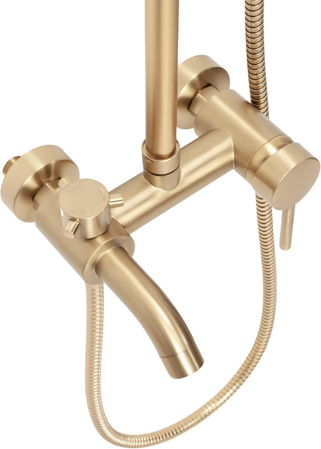 Douchesysteem – Doucheset – Douchekraan – Regendouche – Handdouche – Geborsteld Goud Messing – 20x20 cm Hoofddouche – 150 cm Handdoucheslang