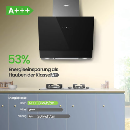 Afzuigkap 60 Cm Zwart – Wandafzuigkap – Schouwafzuigkap – Dampkap – Wasemkap – 650 M³/U – 4 Snelheden En Gebarenbediening