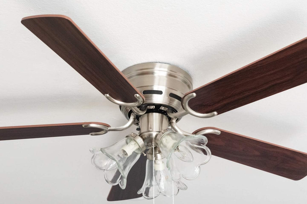Pepeo 105620191 Kisa Deluxe plafondventilator 105 cm geborsteld nikkelvleugel eiken/walnoot inclusief verlichting en trekschakelaar