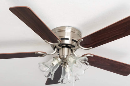 Pepeo 105620191 Kisa Deluxe plafondventilator 105 cm geborsteld nikkelvleugel eiken/walnoot inclusief verlichting en trekschakelaar