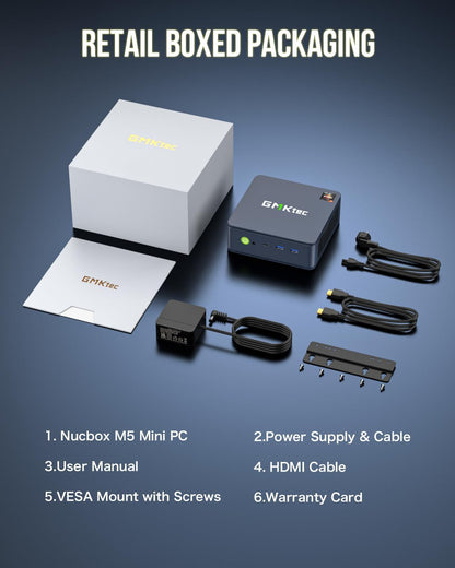 GMKtec Mini PC AMD Ryzen 7 5825U (Turbo 4.5GHz) Dual NIC 2.5G Gaming Desktop Computers 16GB DDR4 512GB SSD Dual LAN 2.5G/ WiFi 6E, USB3.2, USB-C, BT 5.2, DP, HDMI, Dual Fan