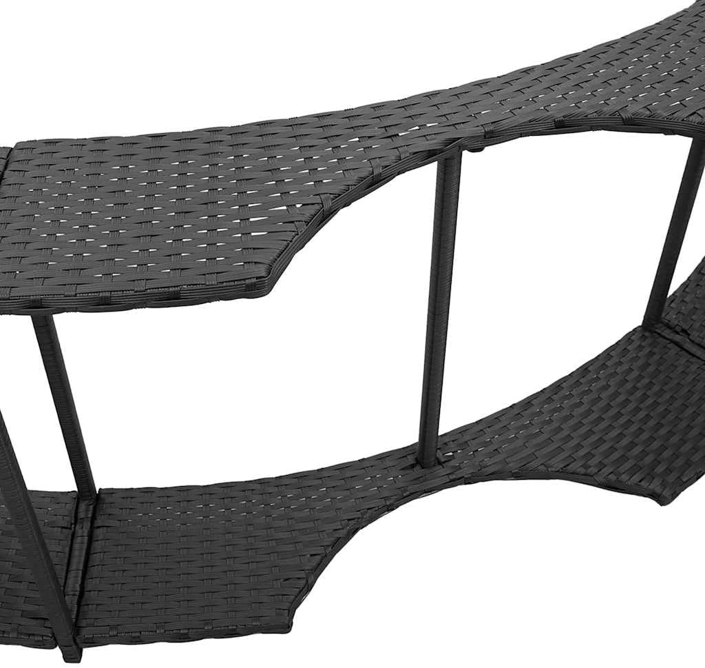 vidaXL Hot Tub Surround Storage Wooden Step Pad Poly Rattan Black,Spa Surround,Outdoor Hot Tub Enclosure,Round Hot Tub Round,Hot Tub Enclosure - QUORE