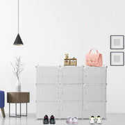 Shoe Cabinet - Shoe Rack - Portable Shoe Rack - 36 Pairs of Shoes - DIY Shelf Organizer - Plastic Shoe Cabinet - with Doors - Entrance - White