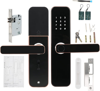 Keyless Entry Smart Door Lock,Smart WiFi App Key Biometrische Vingerafdruk Unlock Keyless Entry Deurslot Veilige Voordeur Handvat, IC Card, Anti-peep Code, voor Home Office Appartement Garage School