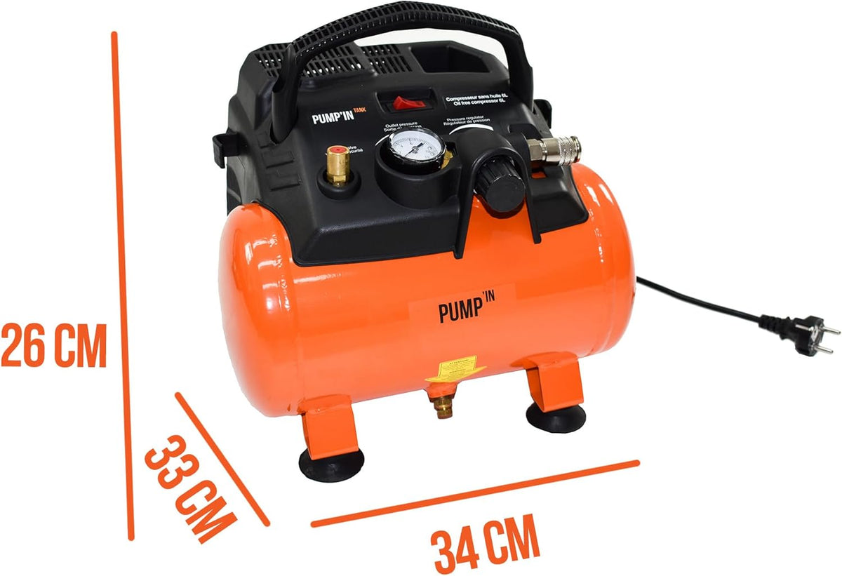 Compressor – Luchtpomp – Oppompapparaat – Pomp – Draagbare Compressor – Compact Formaat – 6 Liter Tank – 1200 Watt Motorvermogen – Maximaal 8 Bar Druk