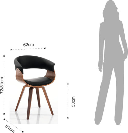 Derby Dark Wood Black Stoel uit meerdere lagen, walnoot, zwart, 62 x 51 x 72/81 cm (h x b)