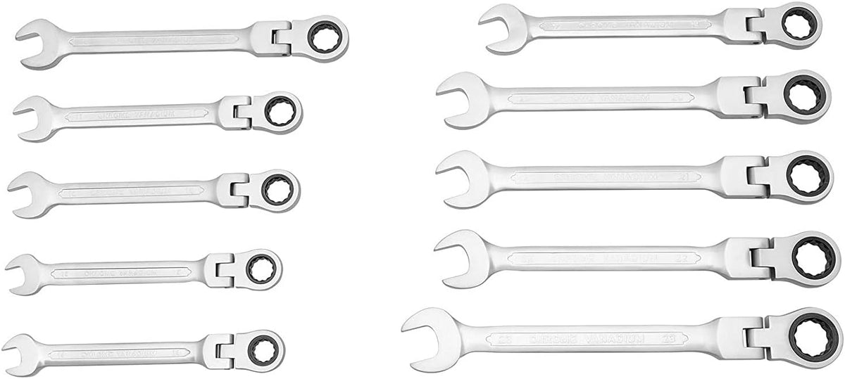 22-Piece Set 6-32mm Hinge Ratchet Wrench Set Ring Mouth Wrench Set Tools Fork Wrench Ratchet Spanner Socket Wrench Ratchet Case Screw Wrench Tool with Box - QUORE