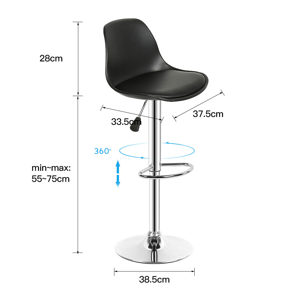 8pcs Adjustable Bar Stool Set, Electroplating, PU Seat Cushion, Swivel Seat, Height Adjustable 55-75 Cm