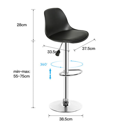 8pcs Adjustable Bar Stool Set, Electroplating, PU Seat Cushion, Swivel Seat, Height Adjustable 55-75 Cm