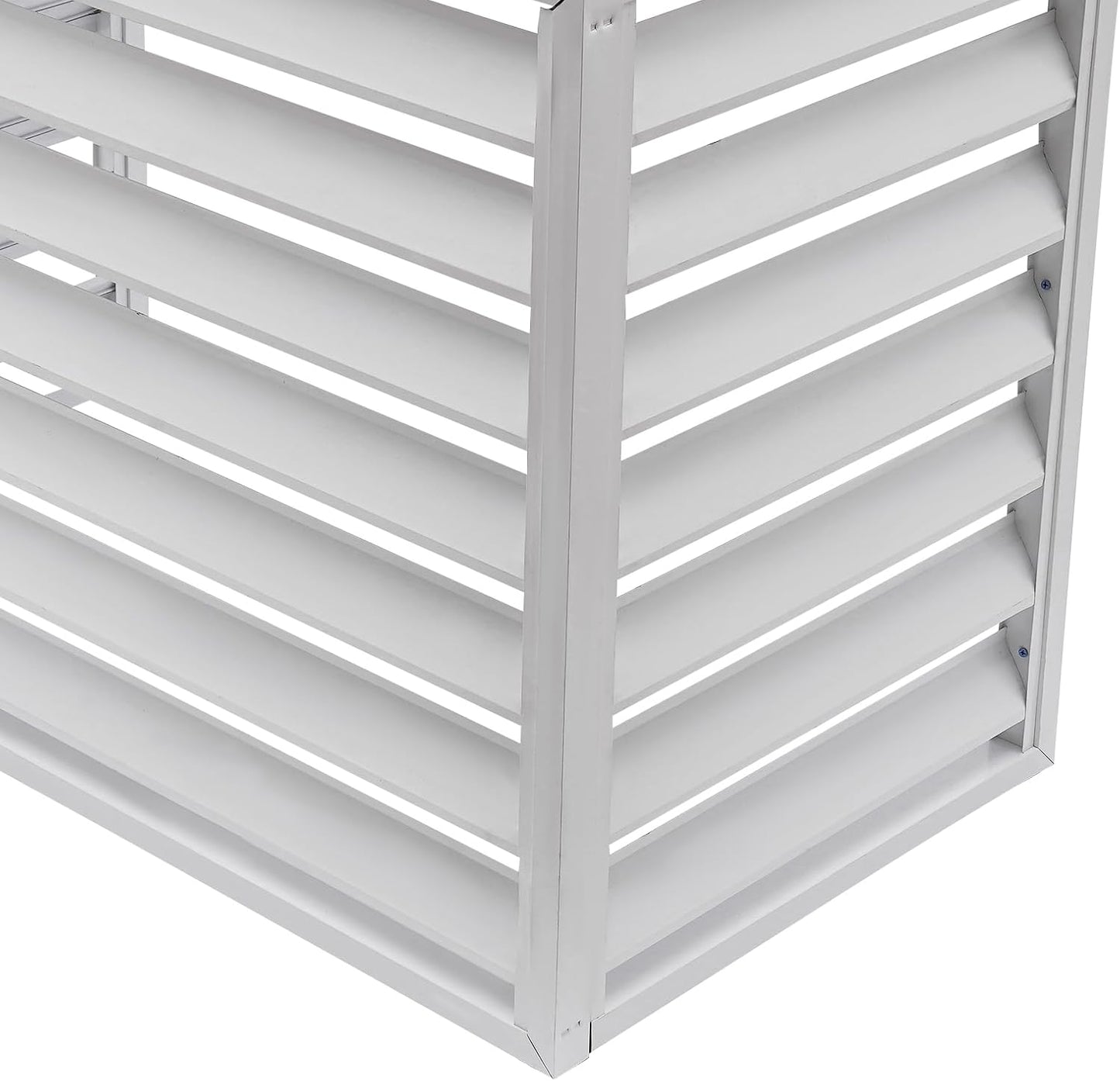 Air Conditioning Cover, Aluminium, Weatherproof, AC Outdoor Unit, Cover with Ventilation Slats, Freestanding Protection Fence for Garden, Balcony and Patio, 110 x 60 x 80 cm (White) - QUORE