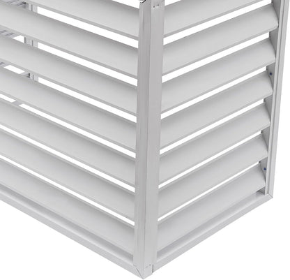 Air Conditioning Cover, Aluminium, Weatherproof, AC Outdoor Unit, Cover with Ventilation Slats, Freestanding Protection Fence for Garden, Balcony and Patio, 110 x 60 x 80 cm (White) - QUORE