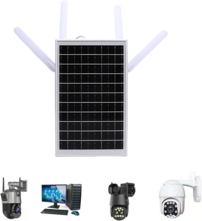 Haofy Buiten Solar WiFi Router 12W Zonnepaneel 18000 MAH Batterij 300 Mbps 4G LTE Modem met Sim Card Slot IP66 Waterdicht voor Camping RV Off Grid (Zwarte antennes)