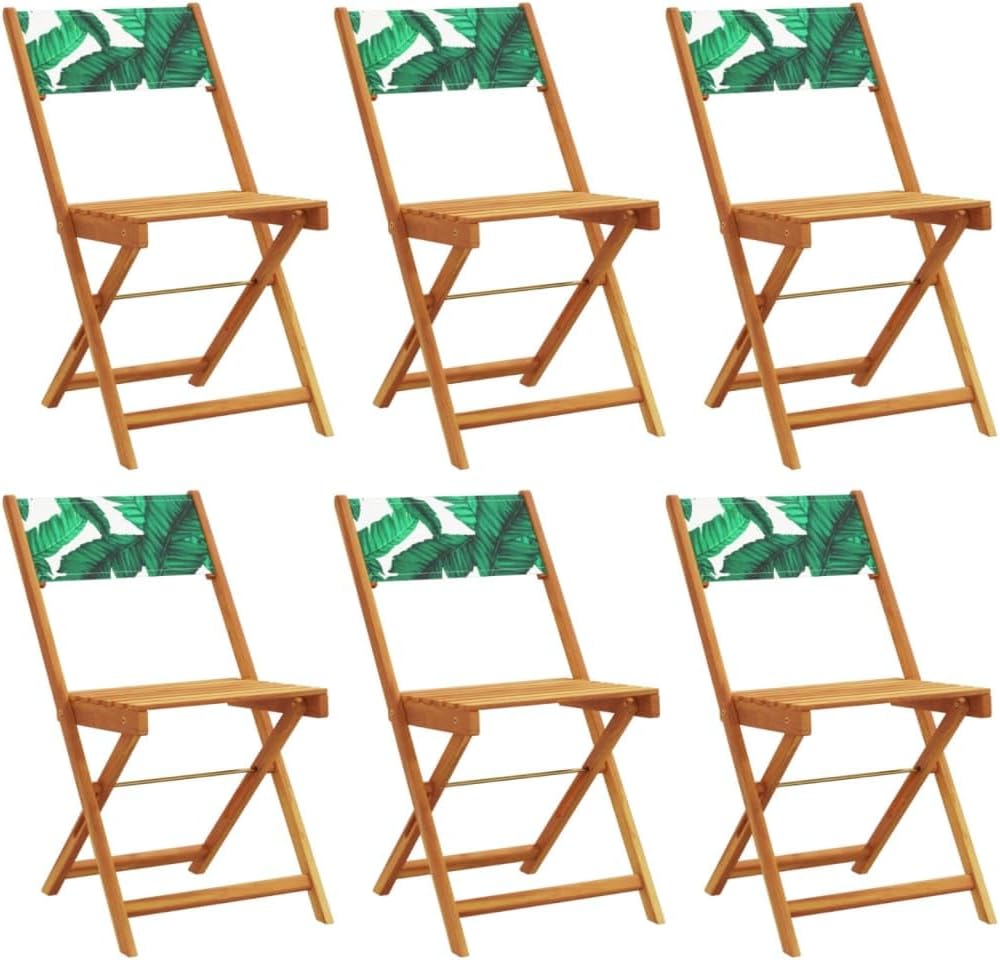 Gecheer Pack of 6 Folding Garden Chairs Green Fabric and Solid Wood Armchair Outdoor Dining Chairs Outdoor Patio Chairs P3214623 - QUORE
