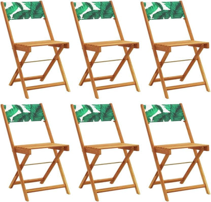 Gecheer Pack of 6 Folding Garden Chairs Green Fabric and Solid Wood Armchair Outdoor Dining Chairs Outdoor Patio Chairs P3214623 - QUORE