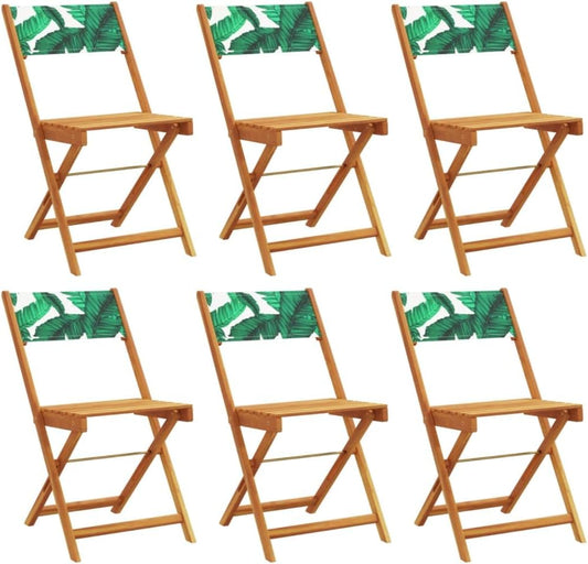 Gecheer Pack of 6 Folding Garden Chairs Green Fabric and Solid Wood Armchair Outdoor Dining Chairs Outdoor Patio Chairs P3214623 - QUORE