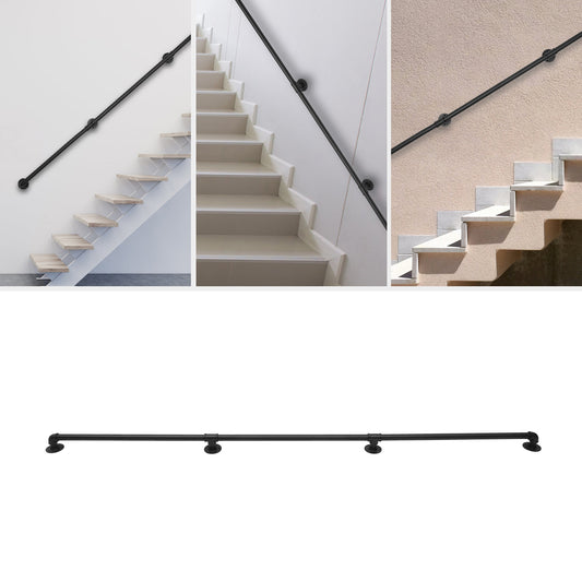 Trapleuning – Balustrade – Leuning – Steunbeugel – Handgreep – Modern Design – Gegalvaniseerd Staal – Roestbestendig – 243,84 cm – Makkelijk Zelf Te Monteren