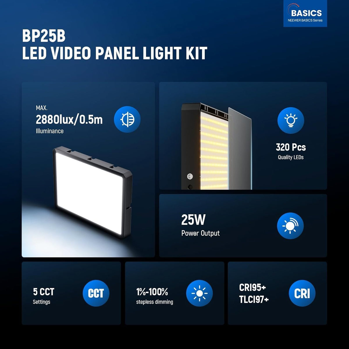 Led-Videolichtset Set van 2 – Videolamp – Studiolamp – Paneellamp – Fotolamp – 320 Leds Per Lamp – Dimbaar 1-100% En 2700-6500 K