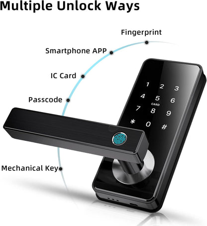 Slimme Vingerafdruk Deurslot met Touchscreen, Keyless Entry Deurslot, WiFi Bluetooth APP Toetsenbord Toegangscode Deurslot Slimme deurslot(zwart)