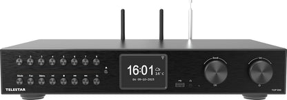 TELESTAR TOP 550 HiFi-systeem met versterker en cd-speler (43 cm breedte, 2 × 30 W, internetradio/DAB+, Bluetooth zend-/ontvangstfunctie, USB-opname, streamingdiensten) - zwart