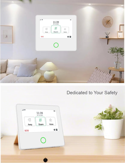 TECPEAK Draadloos huisalarmsysteem, wifi/GSM/4G met sirene-beveiliging, biedt een zeer efficiënte modus ter bescherming van je huis en kantoor (S1-W)